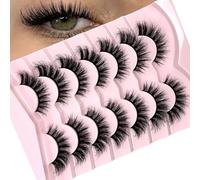 loladook Pestañas naturales de ojo de gato, tira de pestañas rizadas D, pestañas cortas de visón esponjosas, 6-16 mm, visón sintético, volumen 8D, pestañas postizas rizadas, aspecto natural