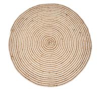 LOLAhome - Alfombra Redonda de Yute en Espiral Blanco y Natural de 120 cm con gramaje de 2100 Gr/m2. Diseño Rústico Fabricado en Yute Resistente. Ideal para Decoración de Hogar