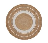 LOLAhome - Alfombra Redonda de Yute Natural de círculos Blancos de 100 cm. Confección Artesanal Resistente y Duradera Que Suma originalidad y Calidez a Salones o dormitorios Modernos.