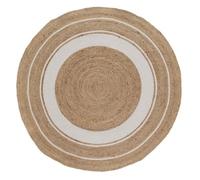 LOLAhome - Alfombra Redonda de Yute Natural de círculos Blancos de 120 cm. Confección Artesanal Resistente y Duradera Que Suma originalidad y Calidez a Salones o dormitorios Modernos.