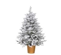 LOLAhome Árbol de Navidad Artificial Verde o Nevado de PE, Árbol Navideño de 90 cm o 120 cm, Árbol de Navidad con macetero Incluido,Árbol con Acabado Realista (Nevado, De 90 cm)