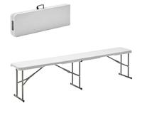LOLAhome Banco Plegable, de Acero Anticorrosión y HDPE (De 181x26x42 cm) | Resistente, fácil Transporte, fácil Montaje | Ideal Acampadas, Picnic, Catering, Jardín, Terraza