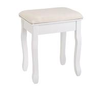 LOLAhome Banqueta de tocador de Madera de paulonia clásica Blanca de 50x30x39 cm