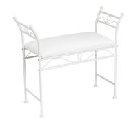LOLAhome Banqueta Dormitorio Classic de Metal Blanco y Tela de algodón de 74 cm