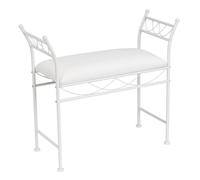 LOLAhome Banqueta Dormitorio Classic de Metal Blanco y Tela de algodón de 74 cm
