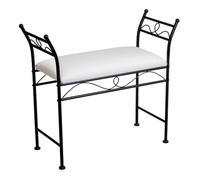 LOLAhome Banqueta Dormitorio Classic de Metal Negro y Tela de algodón de 74 cm