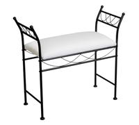 LOLAhome Banqueta Dormitorio Classic de Metal Negro y Tela de algodón de 74 cm