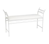 LOLAhome Banqueta Dormitorio Classic Grande de Metal Blanco y Tela de algodón de 115 cm