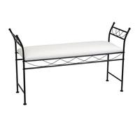 LOLAhome Banqueta Dormitorio Classic Grande de Metal Negro y Tela de algodón de 115 cm