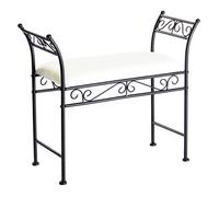 LolaHome Banqueta pie de cama de metal negra de 63x74x30 cm