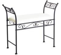 LOLAhome Banqueta pie de Cama de Metal Negra de 63x74x30 cm