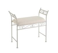 LOLAhome Banqueta pie de Cama de Metal y algodón Shabby Chic Blanca de 73x30x65 cm