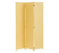 LOLAhome Biombo de 3 Paneles Plegable, Panel Divisor de Espacios de Madera y Papel Trenzado, Separador de Ambientes para Dormitorio, Salón, Oficina Beige120x175 cm