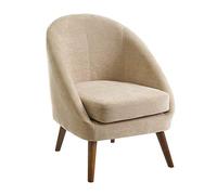LOLAhome Butaca Beige con Brazos de Chenilla y Madera de 60x67x74 cm