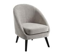 LOLAhome Butaca Gris Perla con Brazos de Chenilla y Madera de 60x67x74 cm