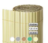 LOLAhome Cañizo PVC de Doble Cara Beige 3x1,5 Metros | Resistente 1.200 gr/m2, Decorativo y Fácil Instalación | Alta Privacidad y Ocultación para Valla, Jardín, Balcón o Terraza