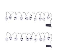 LOLAhome CasaSelección Pack 2 Guirnaldas Calaveras Halloween LED - 1,65 m por Tira, 20 LED Totales, A Pilas AA (No Incluidas), Luz Fija Cálida (Escaparates, Fiestas, Celebraciones...)