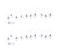 LOLAhome CasaSelección Pack 2 Guirnaldas Fantasmas Halloween LED - 1,65 m por Tira, 20 LED Totales, A Pilas AA (No Incluidas), Luz Fija Cálida (Escaparates, Fiestas, Celebraciones...)