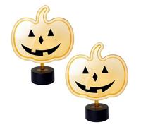 LOLAhome CasaSelección Pack 2 Letreros Neón Calabaza Halloween LED - Base de Mesa, USB o 3 Pilas AA (No Incluidas), Luz Cálida, Uso Interior (Escaparates, Fiestas, Celebraciones...)