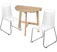 LolaHome Conjunto de mesa semicircular de madera y 2 sillas de jardín Antea