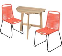 LolaHome Conjunto de mesa semicircular de madera y 2 sillas de jardín Antea