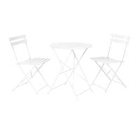 LOLAhome Conjunto de Mesa y 2 sillas de jardín Sira con láminas Curvas de Acero Blanco