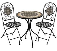 LolaHome Conjunto de mesa y sillas de metal y mosaico cerámico