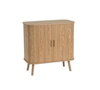 LOLAhome - Consola Aparador de MDF Color Roble con 2 Puertas Persiana Enrollables de 80x40x80 cm. Mueble Auxiliar Versátil y Decorativo. Ideal para tu Recibidor, Dormitorio o Salón. Colección Elia
