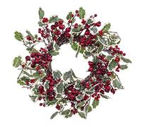LOLAhome Corona de Navidad Artificial con Acebo Verde de 50 cm
