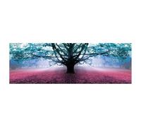 LOLAhome - Cuadro para cabecero en Lienzo de Árbol de la Vida de 150x50 cm. Estilo paisajístico Azul y Rosa para Dormitorio. Aporta frescura, Color y un Aire romántico y Actual a tu hogar.