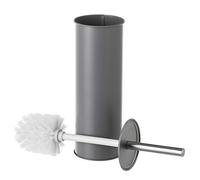 LOLAhome - Escobilla de baño con escobillero Redondo Gris Oscuro de Metal y Polipropileno de ø 9x38 cm para Limpieza de WC. Accesorio de baño de pie para instalación sin Taladro