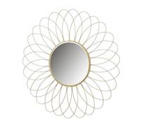 LOLAhome - Espejo de Pared Decorativo Flor en Metal Dorado de Ø49 cm. Diseño Entrelazado Elegante. Ideal para salón o recibidor. Amplía Tus Espacios aportando luminosidad y Estilo.