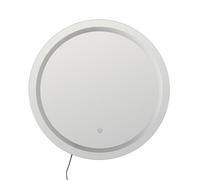 LOLAhome Espejo de Pared Redondo de 60 cm con Luz Led Blanca de 4500 Kelvin con Botón Táctil y Enchufe Europeo sin Marco para Baño, Vestidor o Decoración