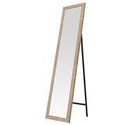 LOLAhome Espejo de Pie, de Cuerpo Entero, Color Natural, Marco de Madera, Forma Rectangular de 37x157 cm, para Dormitorio, salón, Cuarto de baño, Pasillo