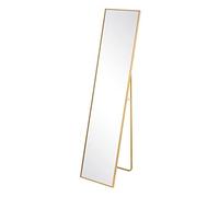 LOLAhome Espejo de Pie de Cuerpo Entero con Marco de Aluminio Dorado, Ideal para Dormitorios, Habitaciones o Vestidores, de Diseño Minimalista de 150 x 35 cm
