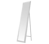 LOLAhome Espejo de Pie de Cuerpo Entero con Marco de Madera Blanco Decapé con Ajuste en 4 Posiciones de 157x37 cm, para Dormitorio, salón, Cuarto de baño, Pasillo