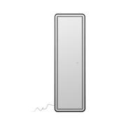 LOLAhome Espejo vestidor Rectangular táctil con luz LED, Marco Negro de Aluminio, 160x50 cm, Anclaje Vertical/Horizontal, Sensor on/Off, con Enchufe Europeo, Listo para Colgar