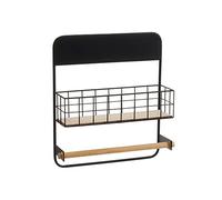 LOLAhome Estante de metal negra con portarrollos de 34x10x39 cm