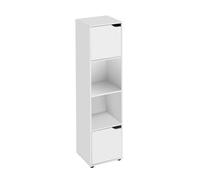 LOLAhome - Estantería Cubo Color Blanco de 120x30x29 cm. Mueble de Almacenaje Compacto de Tablero de 12mm con 2 Puertas y 2 Huecos Abiertos para Dormitorio, Salón, Estudio, Oficina