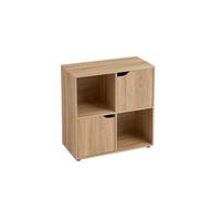 LOLAhome - Estantería Cubo Color Madera Marrón de 60x60x29 cm. Mueble de Almacenaje Compacto de Tablero de 12mm con 2 Puertas y 2 Huecos Abiertos para Dormitorio, Salón, Estudio, Oficina