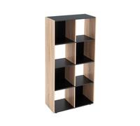LOLAhome - Estantería Cubo contemporánea de 8 Huecos en Madera laminada Negra y Natural de 120x60x29 cm. Mueble Organizador Resistente, Ideal para salón, Oficina, Dormitorio o Estudio.