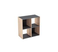 LOLAhome Estantería Cubo, Librería Estantería de 4 Cubos de Madera MDF Gris y Natural, Adecuada para Estudio, Oficina, Sala de Estar, Dormitorio