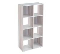 LOLAhome Estantería Cubo de 8 Huecos Color Blanco y Madera de 60x120 cm