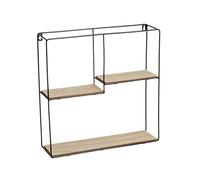 LOLAhome Estantería Cubo Negra de Metal con 3 estantes de Madera de 40x10x40 cm