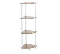 LOLAhome Estantería de 3 o 4 Baldas, Mueble Auxiliar 3 o 4 Estantes en Marrón de Metal para Baño, Oficina, Salón y Habitación (4 baldas Rincon)