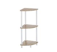 LOLAhome Estantería de 3 o 4 Baldas, Mueble Auxiliar 3 o 4 Estantes en Marrón de Metal para Baño, Oficina, Salón y Habitación (3 baldas Rincon)