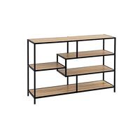 LOLAhome Estantería de 5 estantes de Acero y Madera MDF en Negro y Natural Industrial, de 114x33x78 cm