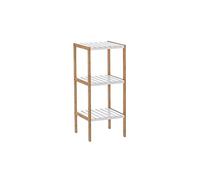 LOLAhome Estantería con 3 baldas de bambú nórdica Blanca y Natural de 80x33x34 cm