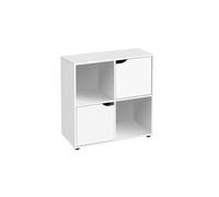 LOLAhome Estantería de Madera, Librería con Puertas y Compartimentos Abiertos, Mueble almacenaje, Organizador, en Color Blanco de 60x60x29 cm para Estudio,Dormitorio, Salón, Oficina y Biblioteca