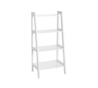 LOLAhome Estantería Escalera Blanca de 4 Estantes, Mueble Auxiliar Multifuncional de MDF Lacado, Diseño Moderno, Estantes Amplios para Baño, Dormitorio, Cocina, Salón u Oficina, 43x31x90 cm